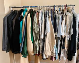 Men's Clothes, Ties, Shoes, Suits, Pants, Shirts, Jackets, Coats, Mostly Size Large