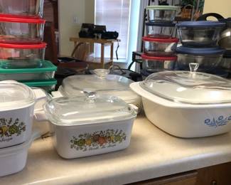 Corning, Pyrex, Tupperware, Lodge Cast Iron 