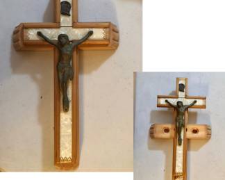 Wood Last Rites/Communion Divinity Crucifix Cross Vintage Set 