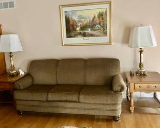 *PRE-SALE: OAK ATHENS FURNITURE. 4 Piece Set Includes  The Coffee Table matches the 2 Side Tables and the Sofa Table  with the Star Pattern & Gingerbread detail. 
-The Coffee Table is 49 inches long, 25 1/2 inches wide and 18 inches tall.
-The 2 Side Tables are 20 1/2 inches long, 25 1/2 inches wide and 24 inches tall.
-The Sofa Table is 47 inches long, 16 inches deep and 29 inches tall.
All 4 pieces $350 
