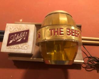 Schlitz Beer Barrel Light-Up Motion Advertising Beer Sign