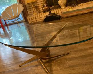 Mid Century Modern Silas Seandel Brutalist Torch Cut Cocktail Coffee Table