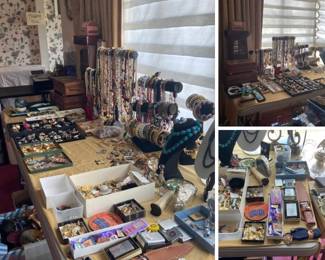 Costume and fine jewelry, lighters, belt buckles, viewmaster, post cards, watches