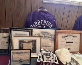 Great conference table filled with lots of Barberton memorabilia 