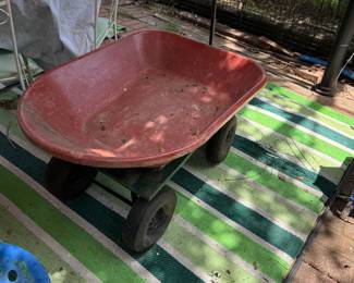 4- wheel wheelbarrow with black handle