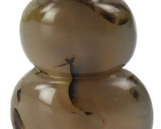 Old Chinese jade double gourd snuff bottle, 2 1/2" x 1 1/2". Provenance: Hollywood, Florida collection.