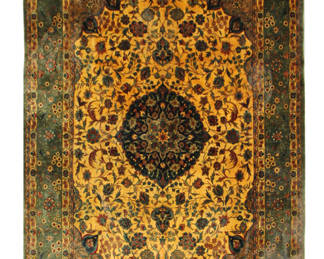 Fine Persian Tabriz silk rug, 6' x 4'. Provenance: Gloucester, Massachusetts estate.
