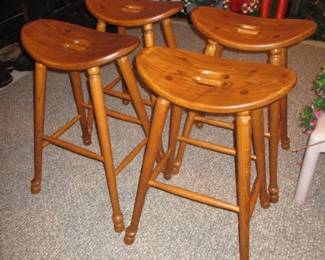 Oak Saddle Seat Barstools
