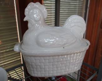 Whittier Pottery "White Ceramic Nesting Chicken"