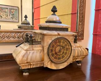 Onyx Mantle Clock ~ C.E. Caldwell, Philadelphia