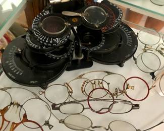 Optometrist Tool and Antique Glasses 
