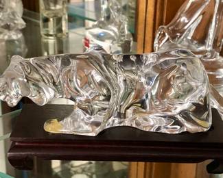 Crouching Tiger Figurine with Display Stand