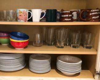 Assorted Glasses, Mugs and Dishes
