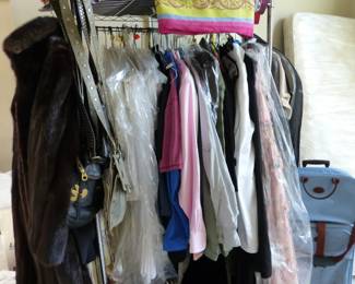 Mink coat, clothing, shoes, tablecloths