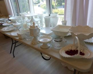 Bric-a-brac milk glass