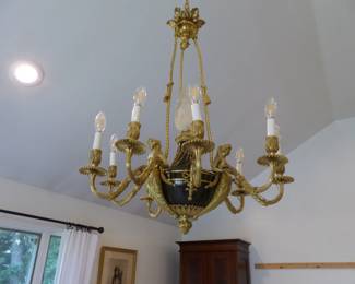 Antique bronze figural chandelier