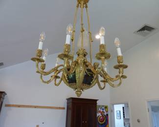 Antique bronze figural chandelier
