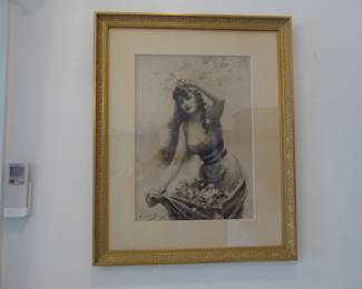 Antique Edouard Bisson framed print
