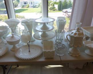 Bric-a-brac milk glass