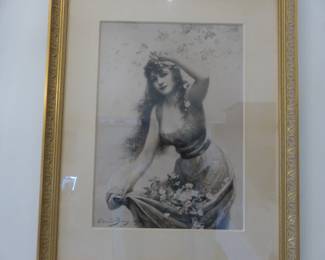 Antique Edouard Bisson framed print
