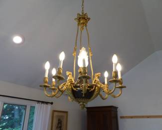 Antique bronze figural chandelier