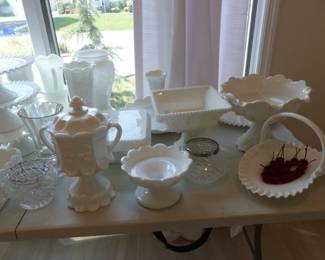 Bric-a-brac milk glass
