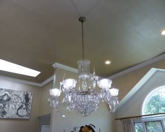 Large antique crystal chandelier