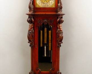 Early Tiffany / Durfee Grandfather clock, Quarter hour striking on 9 tubes
