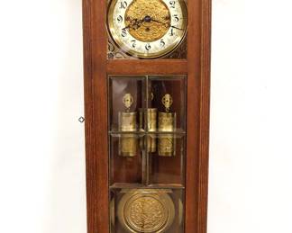 Gustav Becker Oak Jugendstil 3-wt wall clock