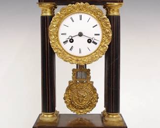 French Inlaid Portico clock