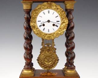 Inlaid French Portico clock