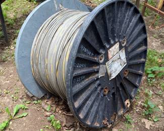 Large Metal Spool with Steel Cable