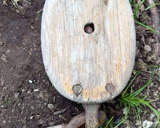 Rustic Wooden Pulley with Hook