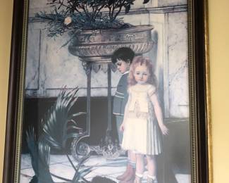 Gold and black framed print "The Broken Flower Pot" by Jan Verhas