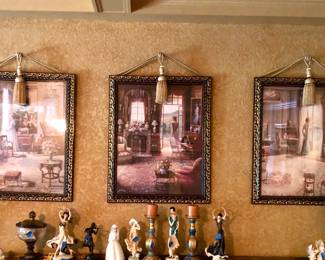 Large gold framed set of "Victiorian Lady" prints by John P. O'Brien