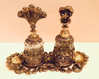 Hollywood Regency style brass vanity set by Stylebuilt