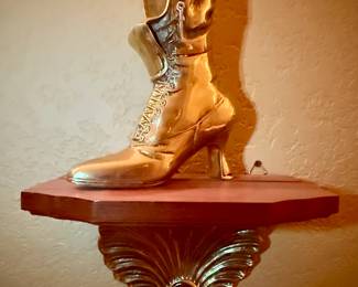 Vintage brass Victorian style boot figurine