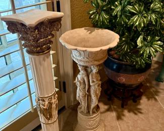 Neoclassical style plaster pedestal and planter