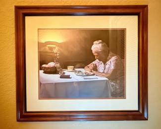 Wood framed print "Saying Grace" by artist Richard Brooks