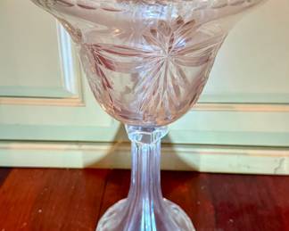 Large cut crystal pedestal compote bowl