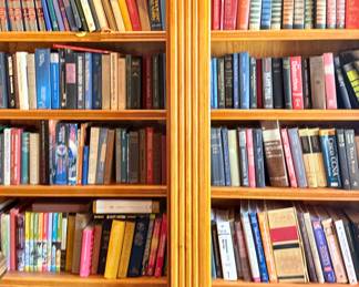 Shelves of hardcover books