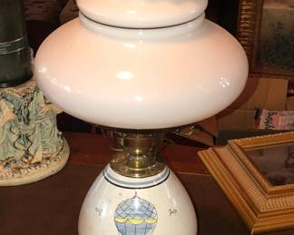 Hurricane Lamp with Hot Air Balloon