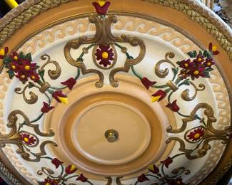 Floral painted clay ceiling medallion