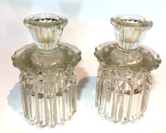 Vintage cut glass double-sided taper candle holders