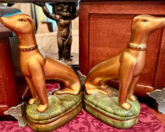 Raymond Waites porcelain Staffordshire dog bookends