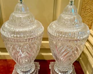 Two large lead crystal urns