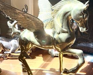 Vintage solid brass Pegasus statue
