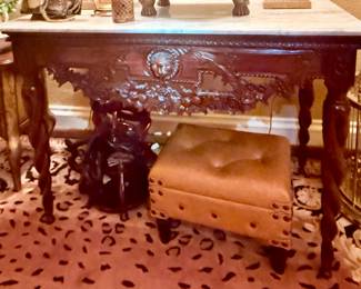 Carved Lion Table