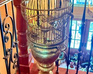 Brass decorative pedestal birdcage