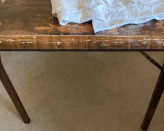 Vintage Samson Wood Card Table And Throws